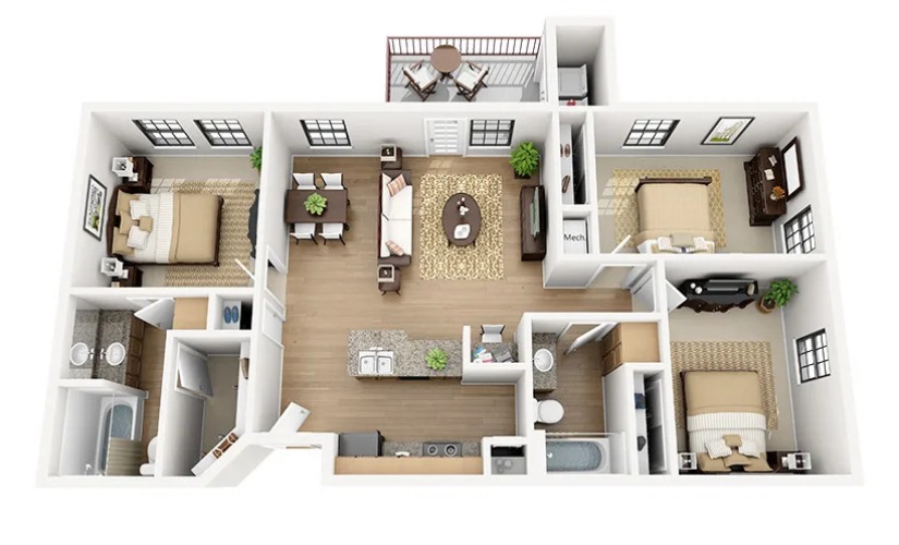 3D Apartment Floorplan